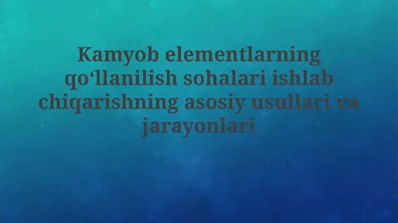 Nodir yer elementlarining qo'llanilish sohalari