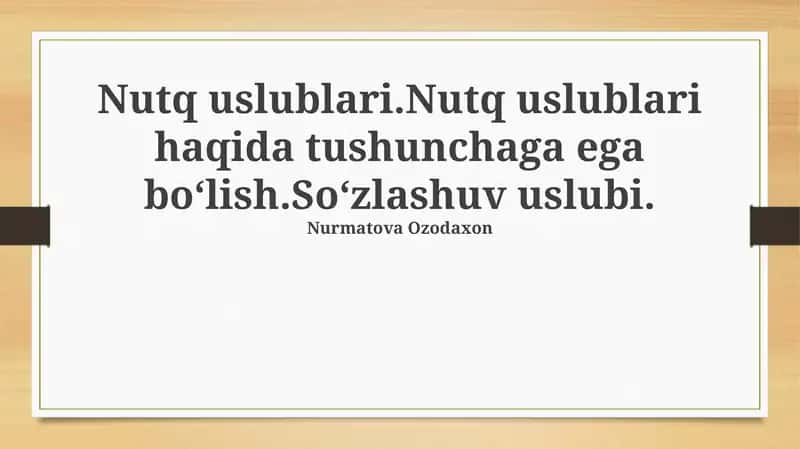 Nutq Uslublari