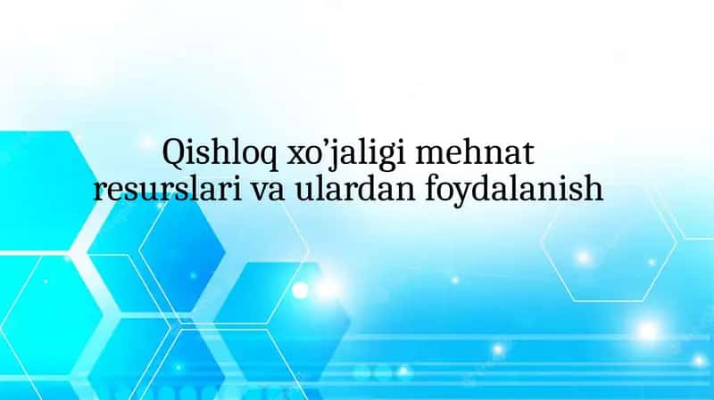 Qishloq xo’jaligi mehnat resurslari va ulardan foydalanish