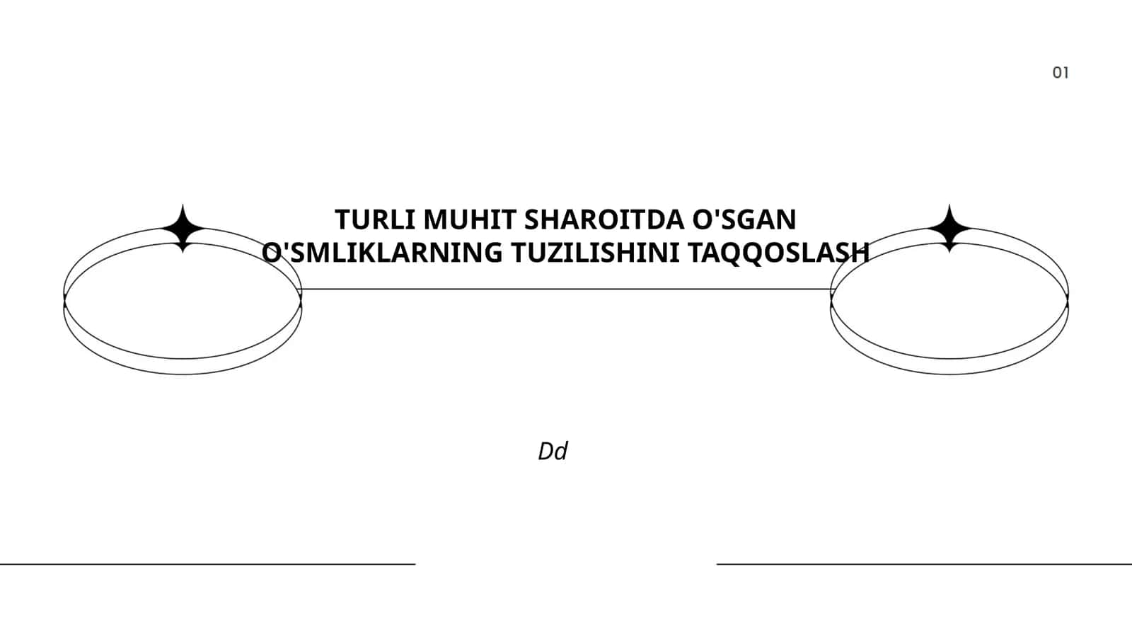 TURLI MUHIT SHAROITDA O'SGAN O'SMLIKLARNING TUZILISHINI TAQQOSLASH