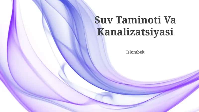 Suv Ta’minoti Va Kanalizatsiyasi