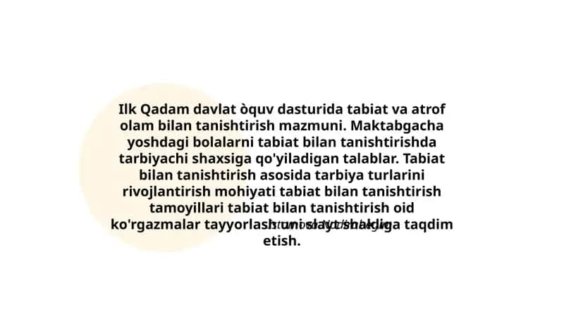 Ilk Qadam davlat òquv dasturi