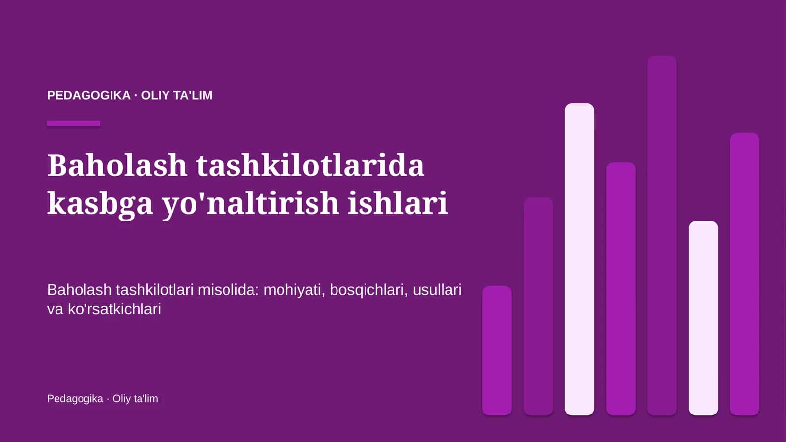 Baholash tashkilotlarida kasbga yo'naltirish ishlari