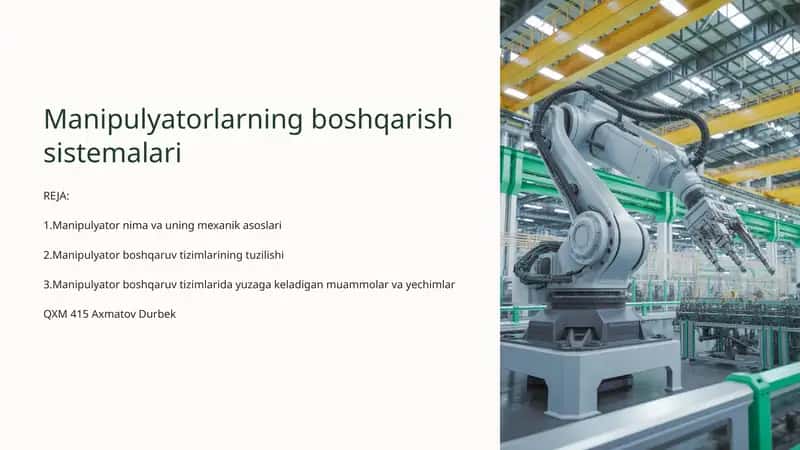 Manipulyatorlarning boshqarish sistemalari