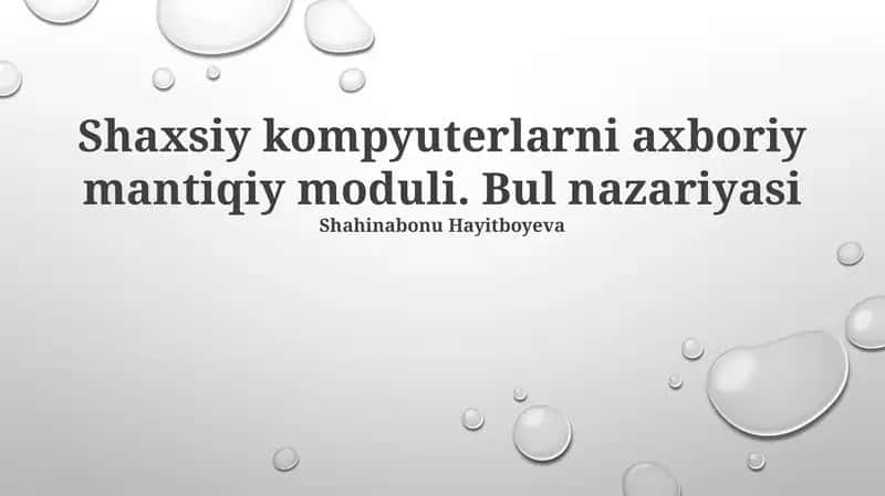 Shaxsiy kompyuterlarni axboriy mantiqiy moduli