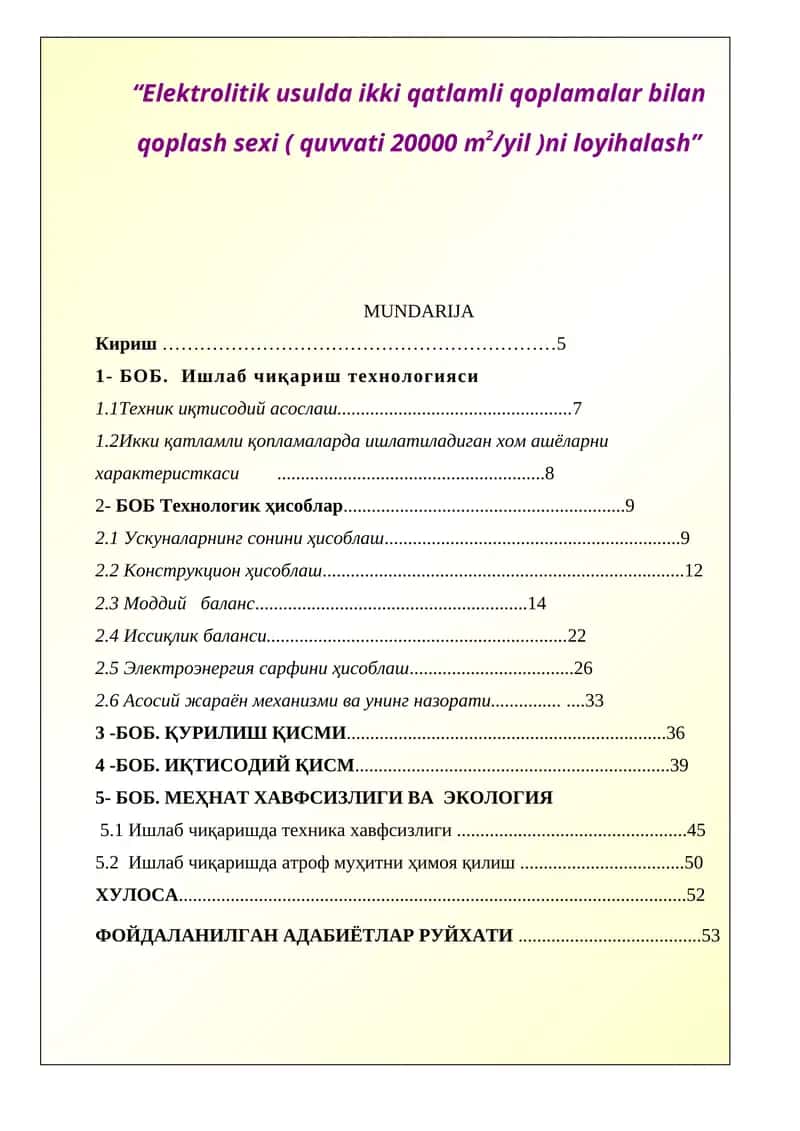 Elektrolitik usulda ikki qatlamli qoplamalar