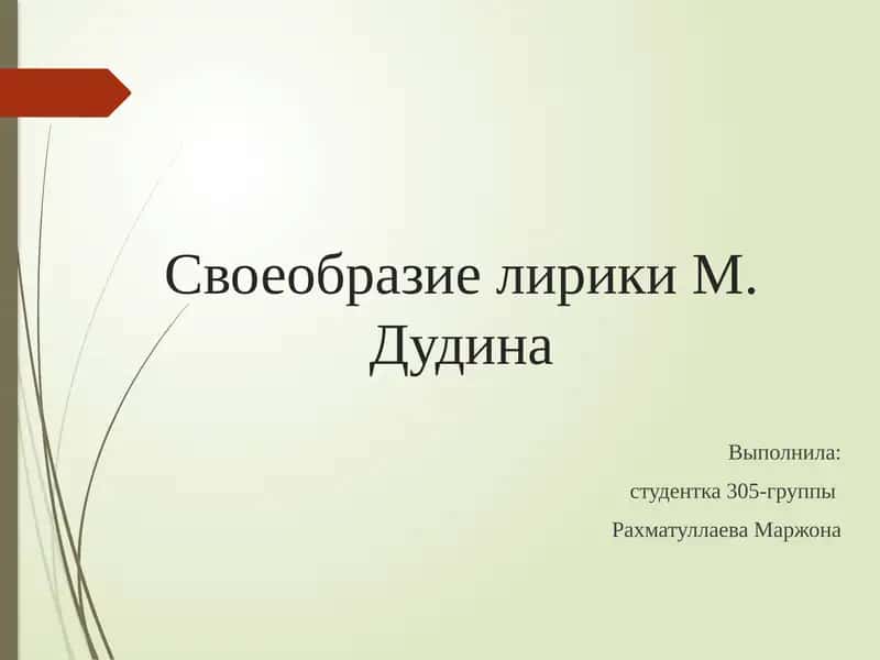 Своеобразие лирики М. Дудина