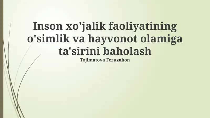 Iqtisodiy Faoliyatning Biologik Xilma-Xillikka Ta'siri