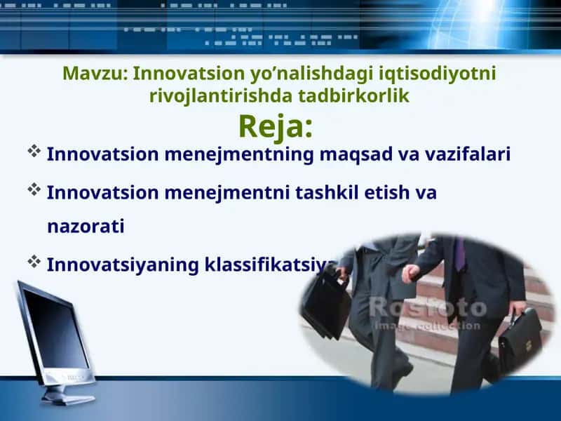Innovatsion yo’nalishdagi iqtisodiyotni rivojlantirishda tadbirkorlik