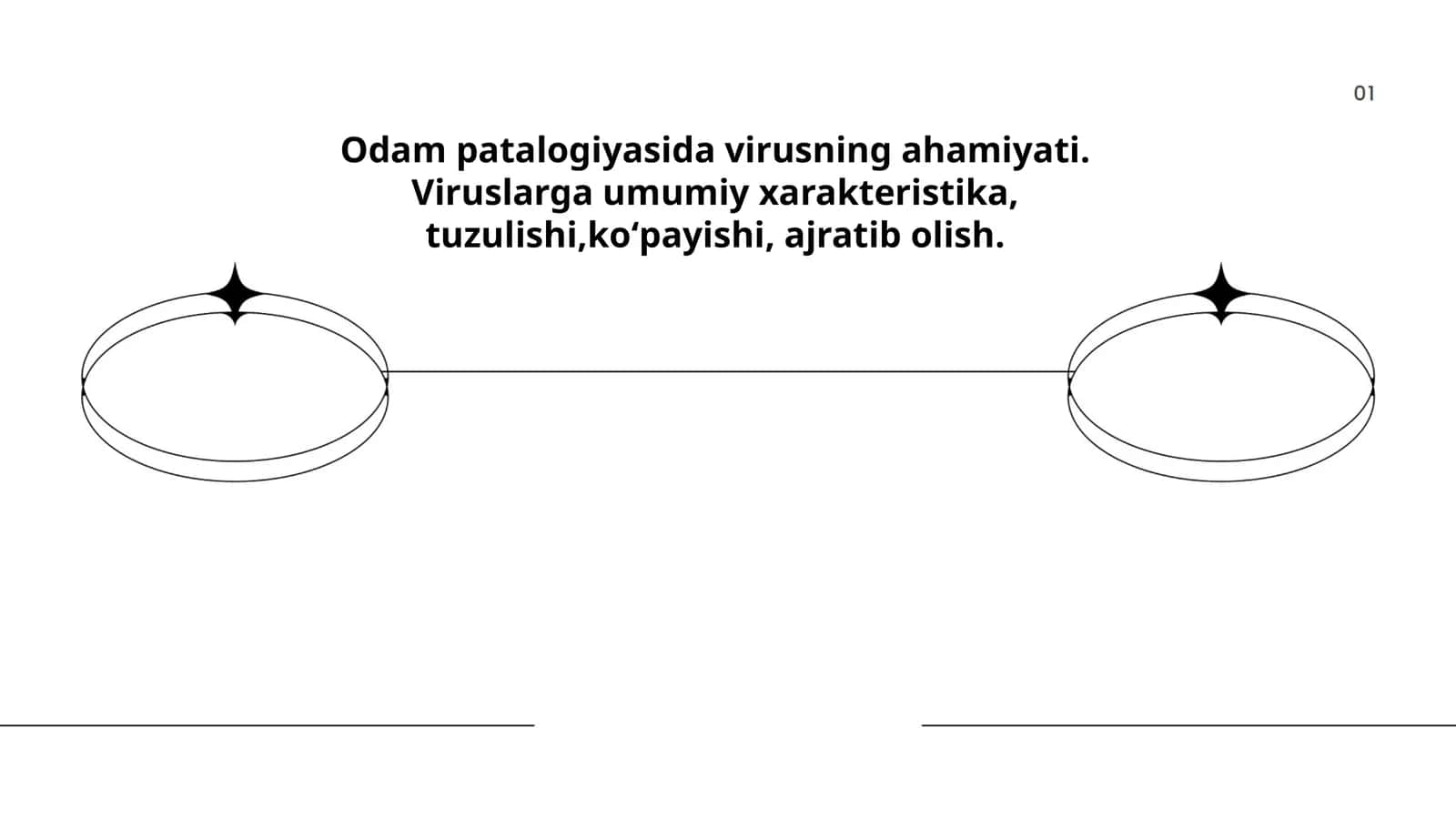 Odam patalogiyasida virusning ahamiyati. Viruslarga umumiy xarakteristika, tuzulishi,koʻpayishi, ajratib olish