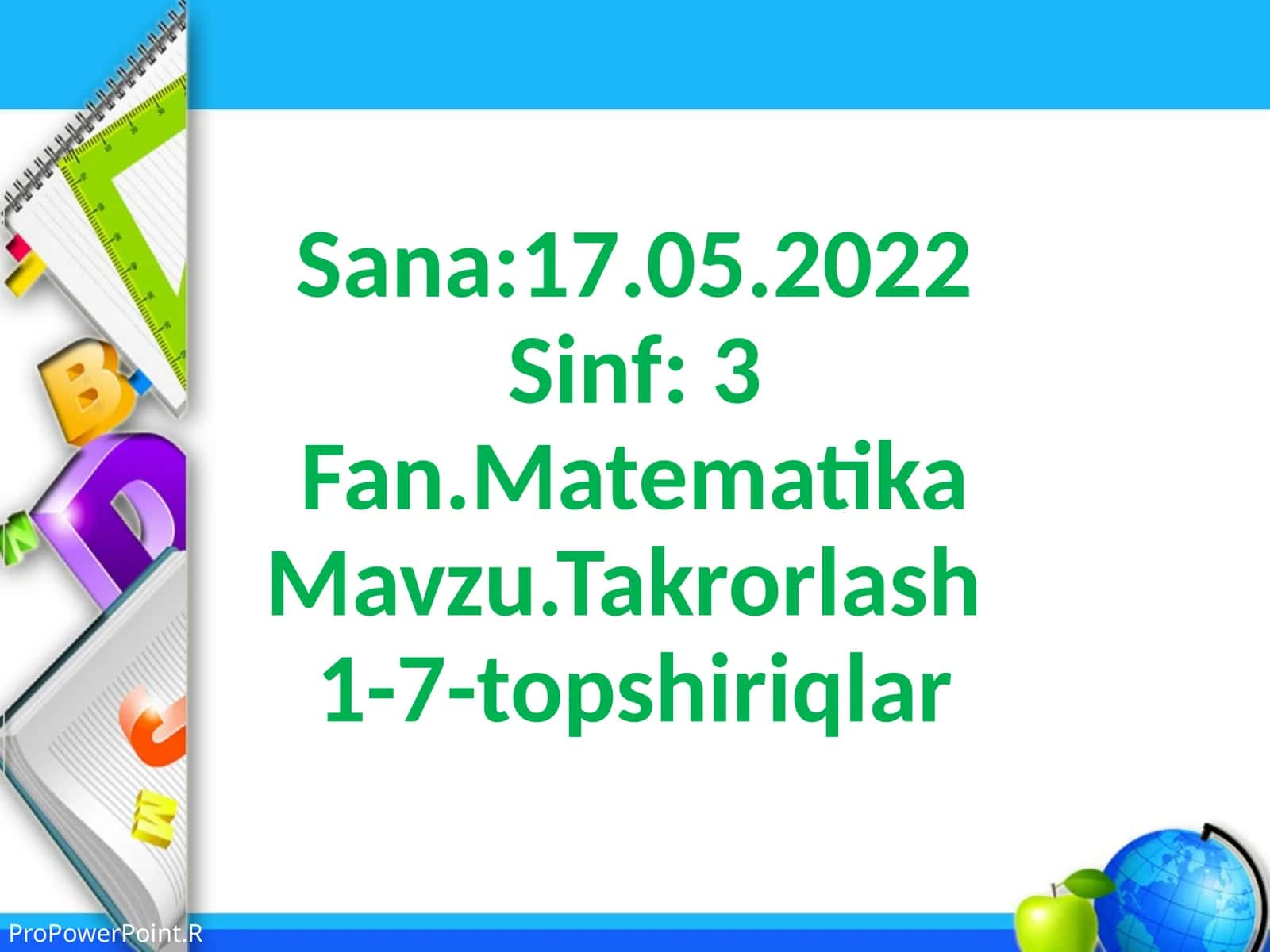 Matematika Fan Takrorlash