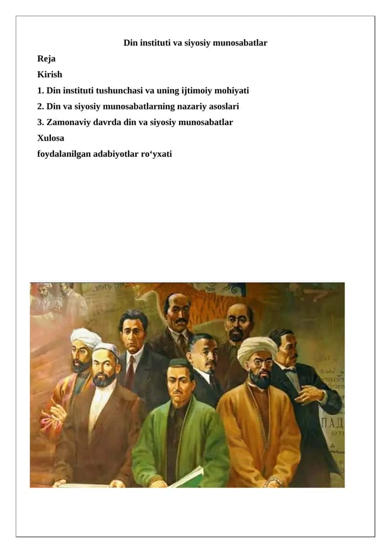 Din instituti va siyosiy munosabatlar