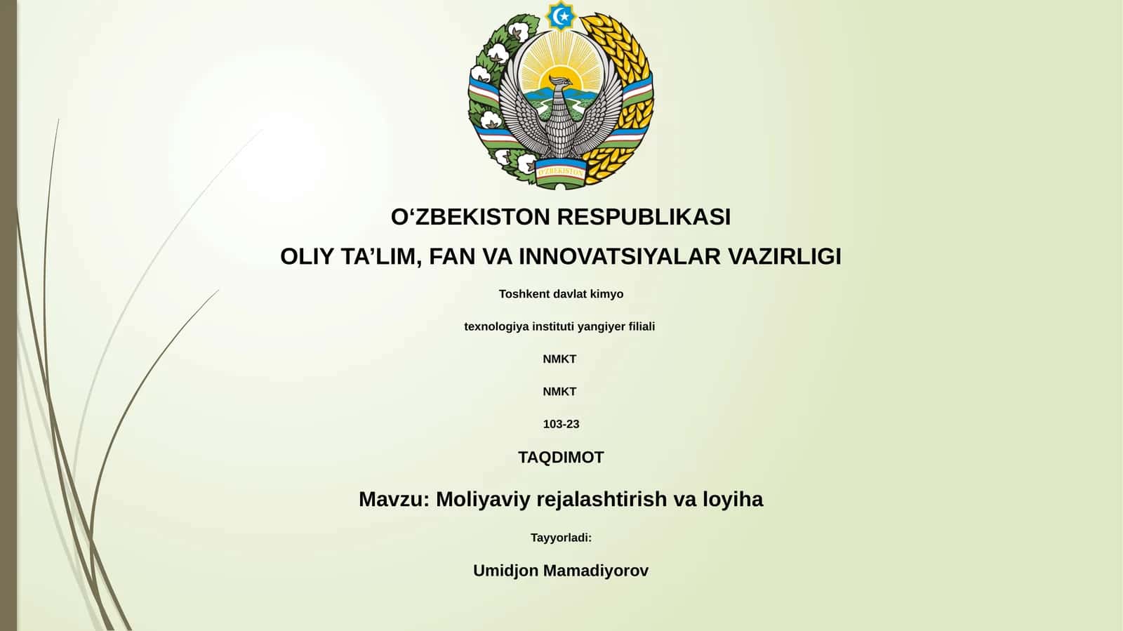 Moliyaviy rejalashtirish va loyiha