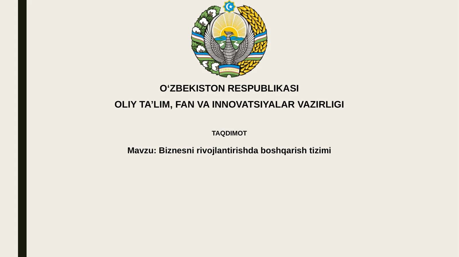 Biznesni rivojlantirishda boshqaruv tizimi