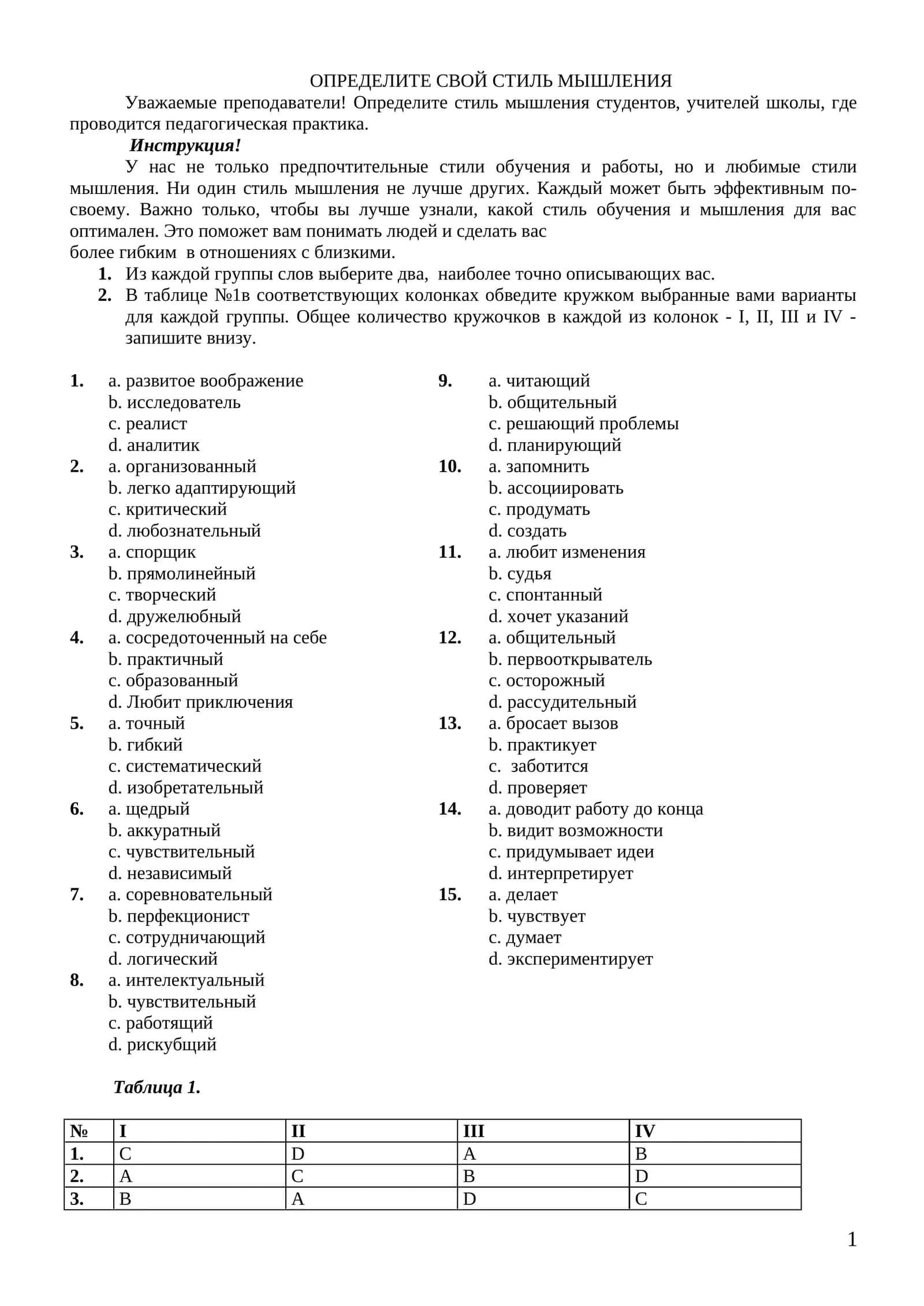 Определите свой стиль мышления