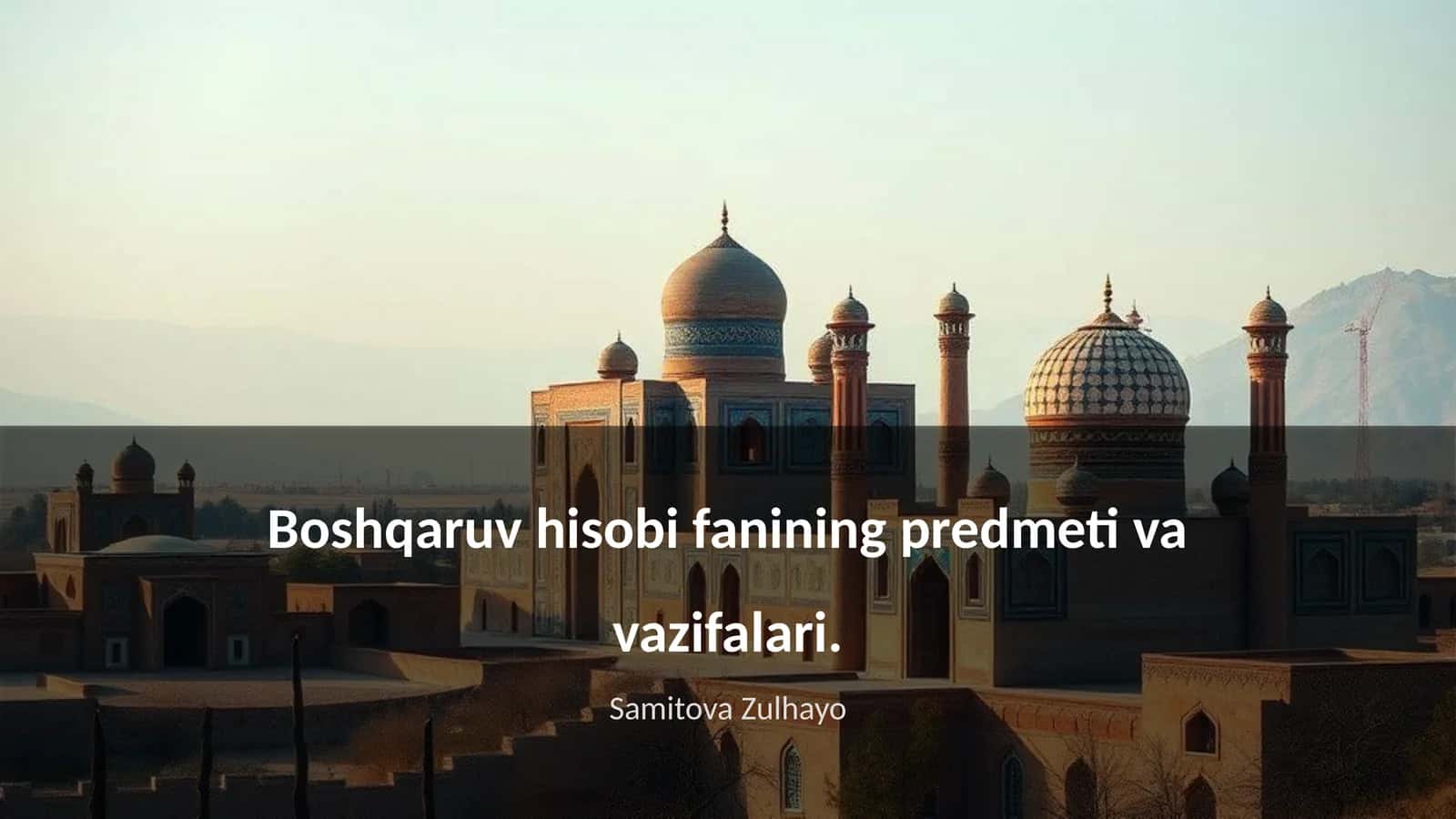 Boshqaruv hisobi fanining predmeti va vazifalari