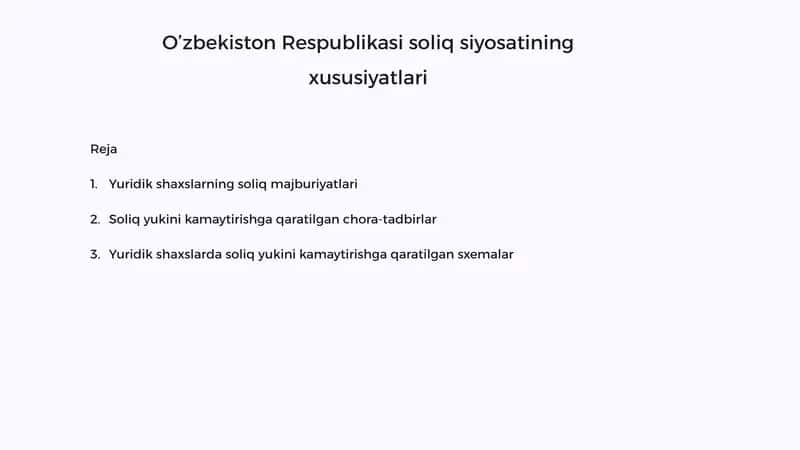 Yuridik shaxslarning soliq majburiyatlari