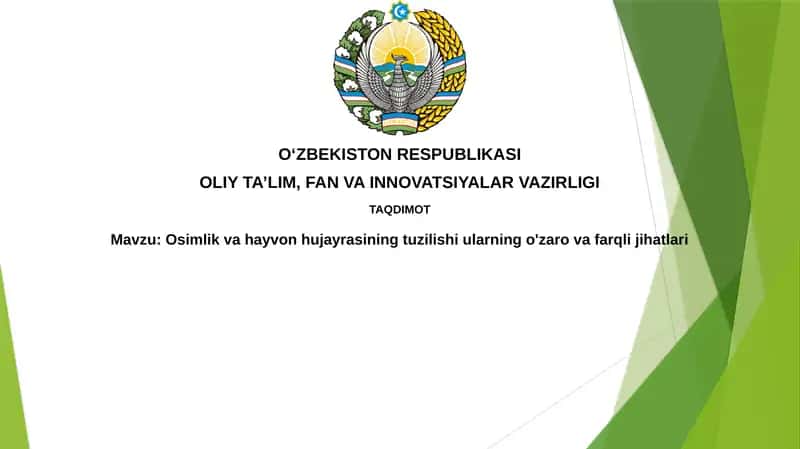 Osimlik va hayvon hujayralarining tuzilishi