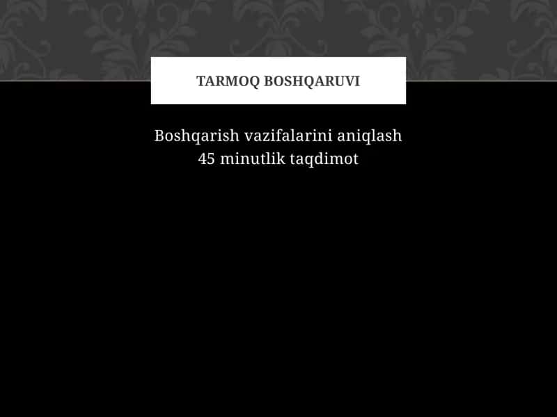 Boshqarish vazifalarini aniqlash