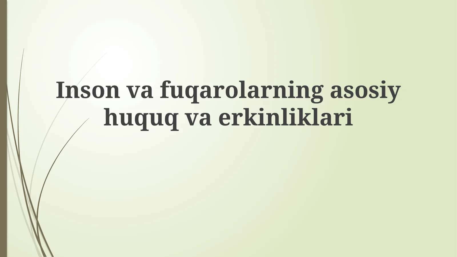 Inson va fuqarolarning asosiy huquq va erkinliklari