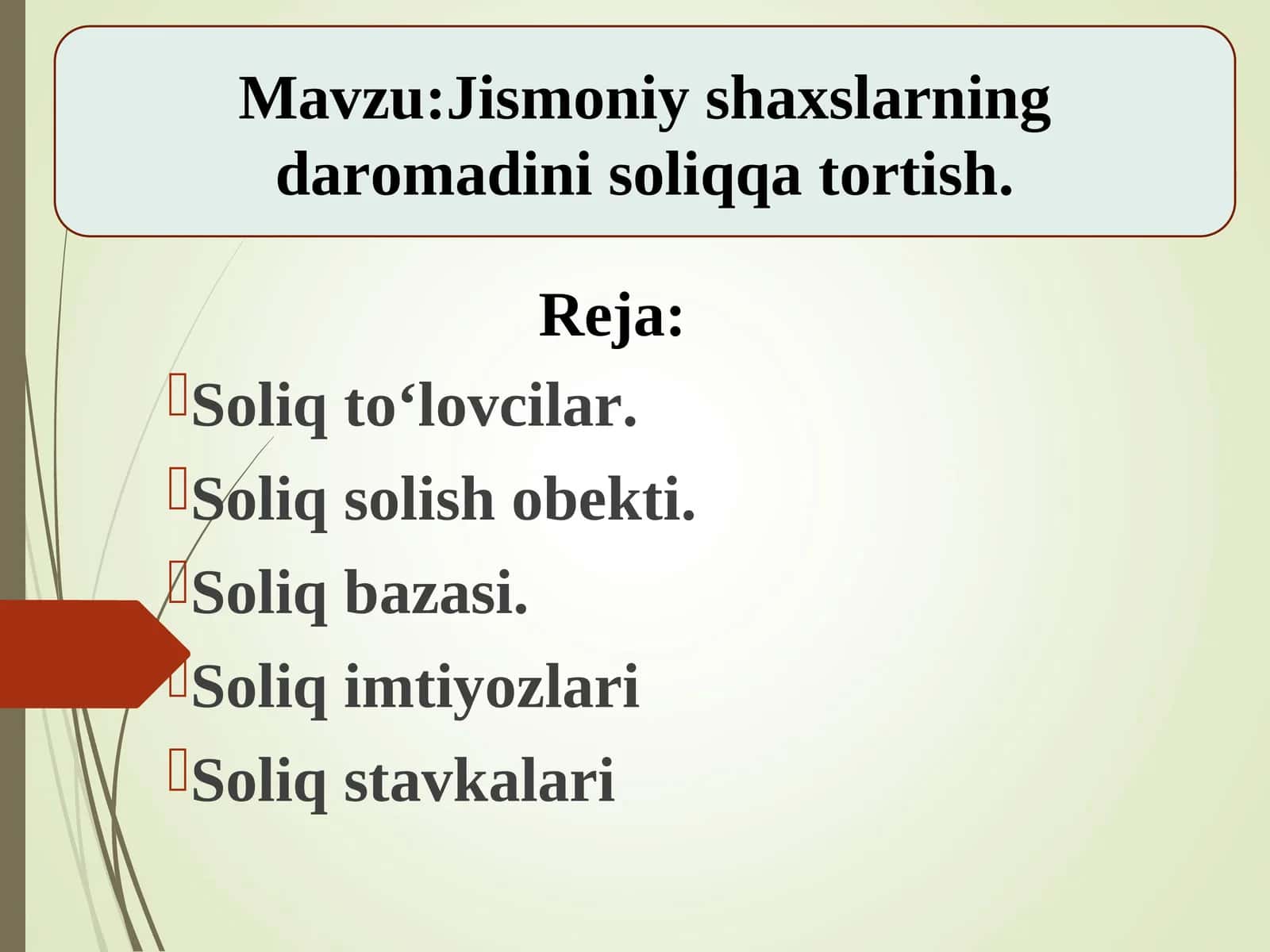 Jismoniy shaxslarning daromadini soliqqa tortish