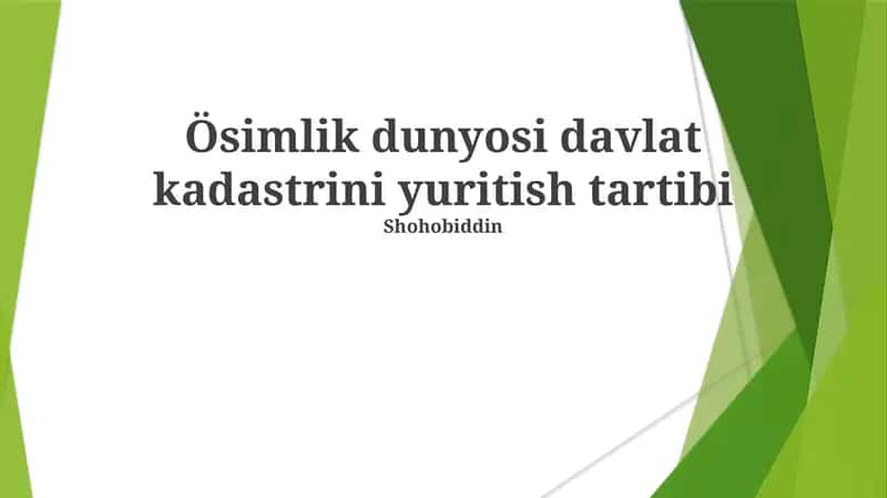 Ösimlik dunyosi davlat kadastrini yuritish tartibi