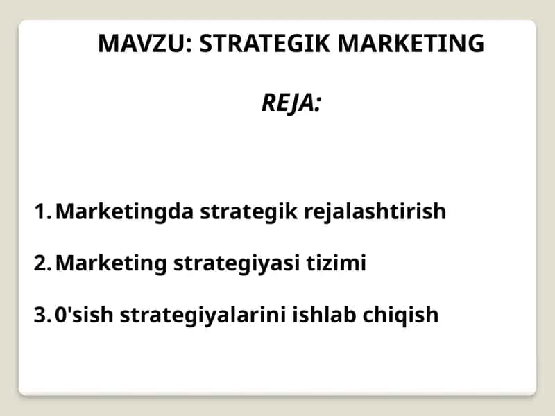 Strategik Marketing