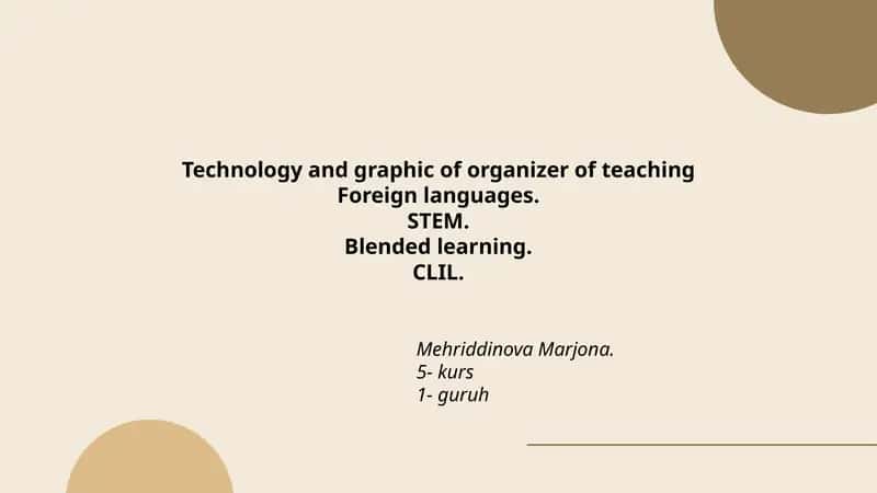 Technology and graphic of organizer of teaching Foreign languages