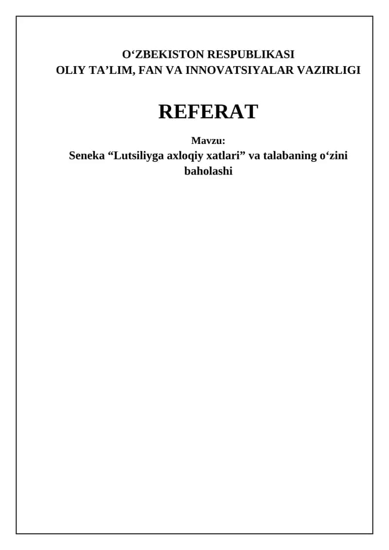 Senekaning "Lusiliyga Axloqiy Maktublar"i