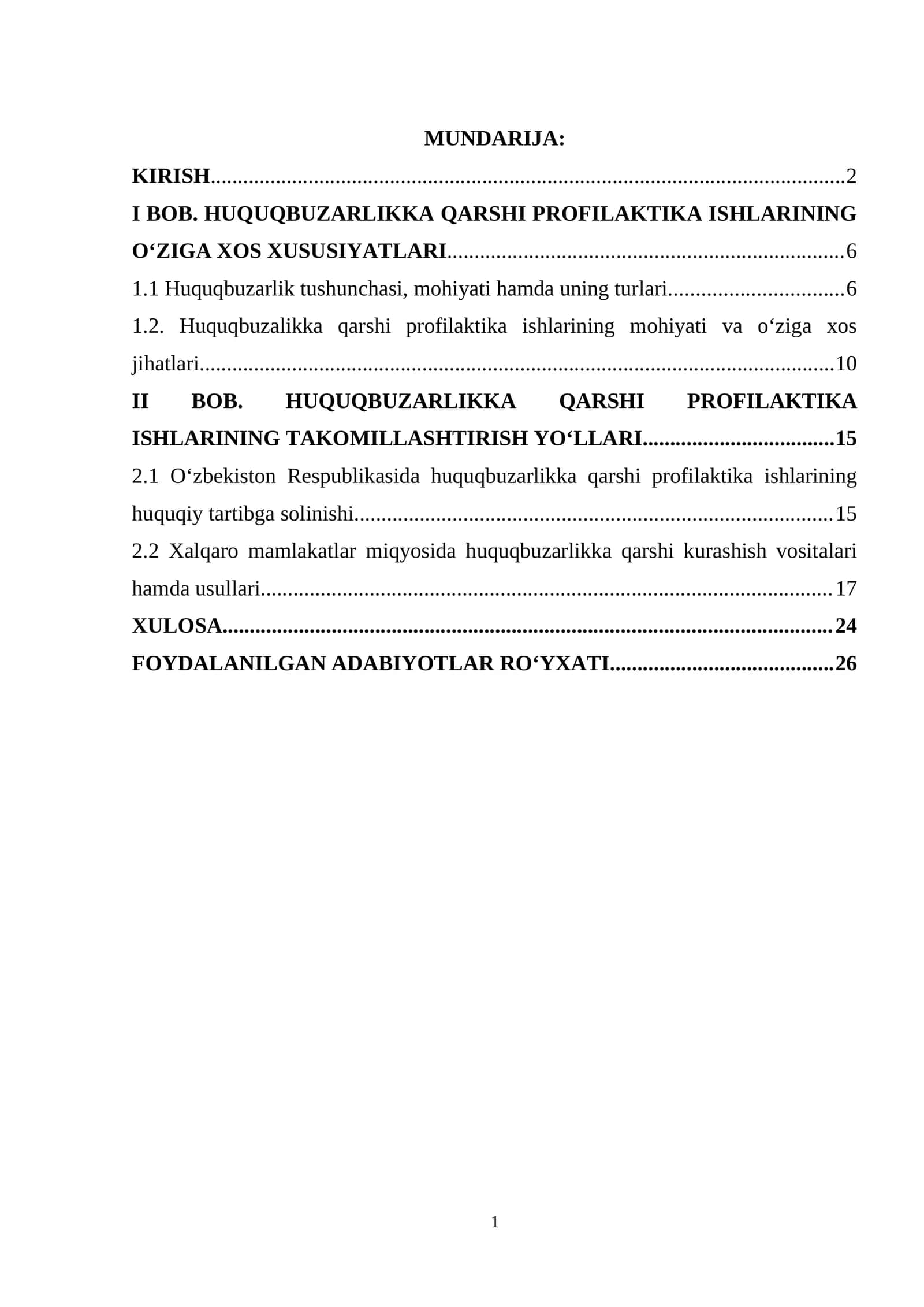 BOB. HUQUQBUZARLIKKA QARSHI PROFILAKTIKA ISHLARINING OʻZIGA XOS XUSUSIYATLARI