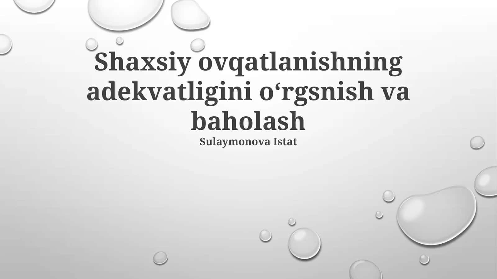 Shaxsiy ovqatlanishning adekvatligini oʻrgsnish va baholash