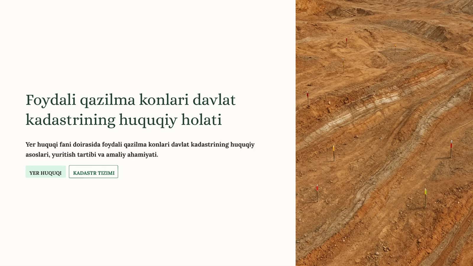 Foydali qazilma konlari davlat kadastrining huquqiy holati
