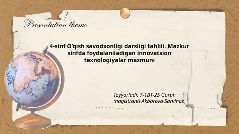 4-sinf O‘qish savodxonligi darsligi tahlili