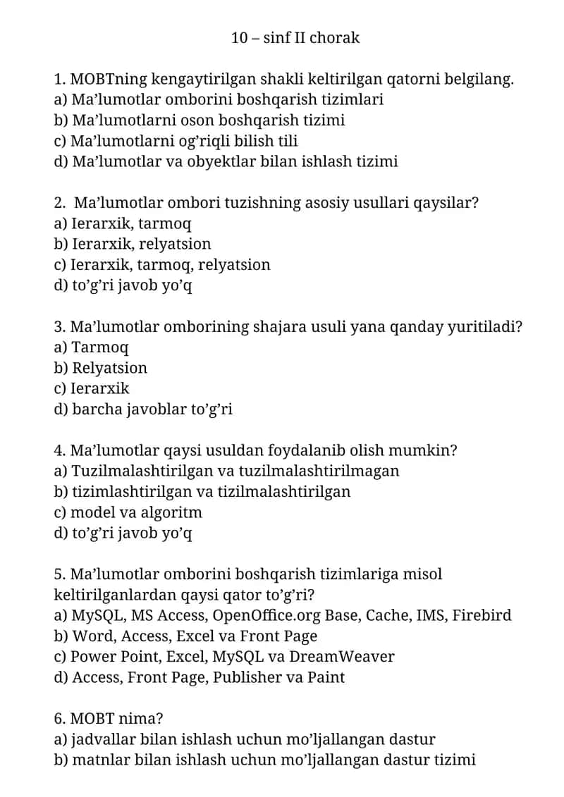 Ma’lumotlar ombori tuzishning asosiy usullari