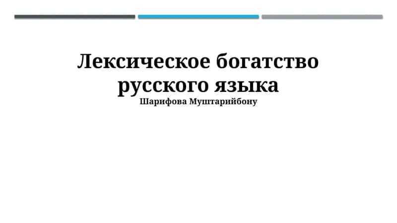 Лексическое богатство русского языка