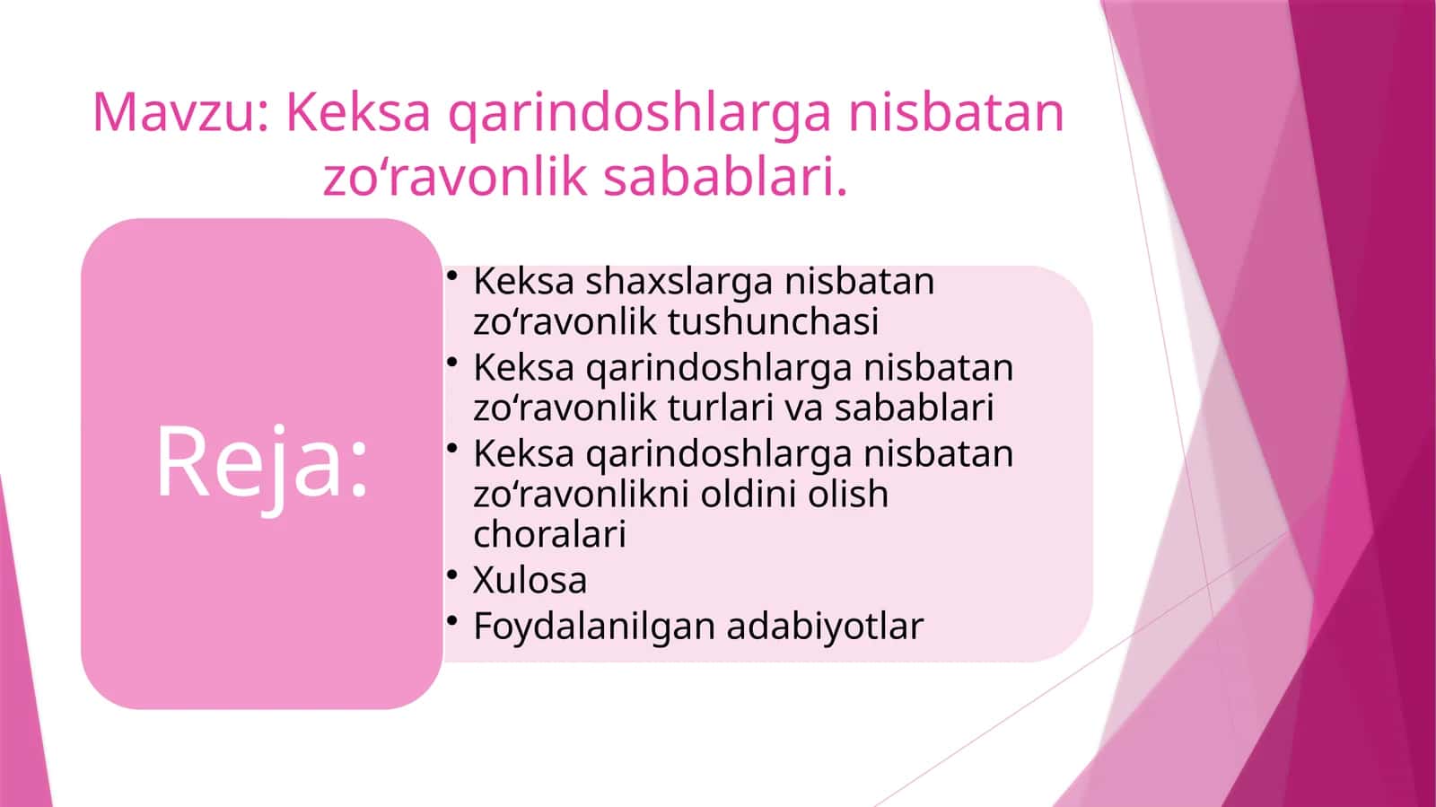 Keksa qarindoshlarga nisbatan zo‘ravonlik sabablari.