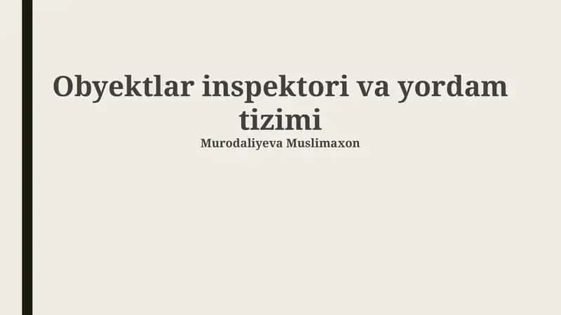 Obyektlar inspektori va yordam tizimi