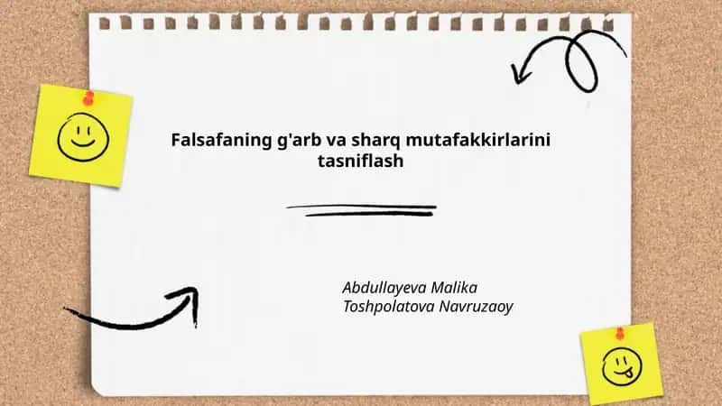 Falsafaning g'arb va sharq mutafakkirlarini tasniflash