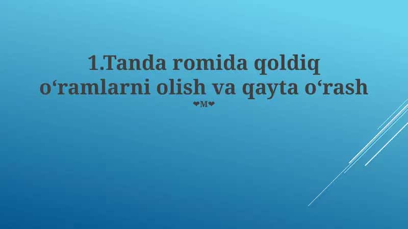 Tanda romida qoldiq oʻramlarni olish va qayta oʻrash