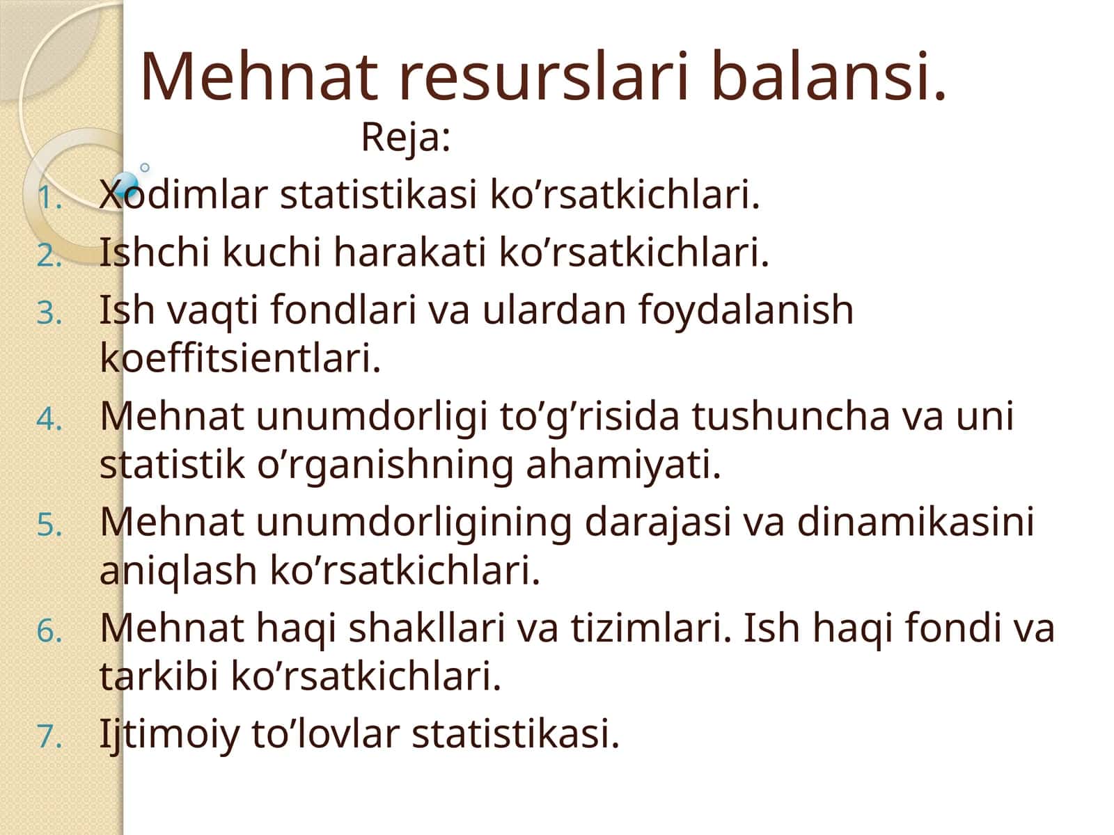 Xodimlar statistikasi koʼrsatkichlari