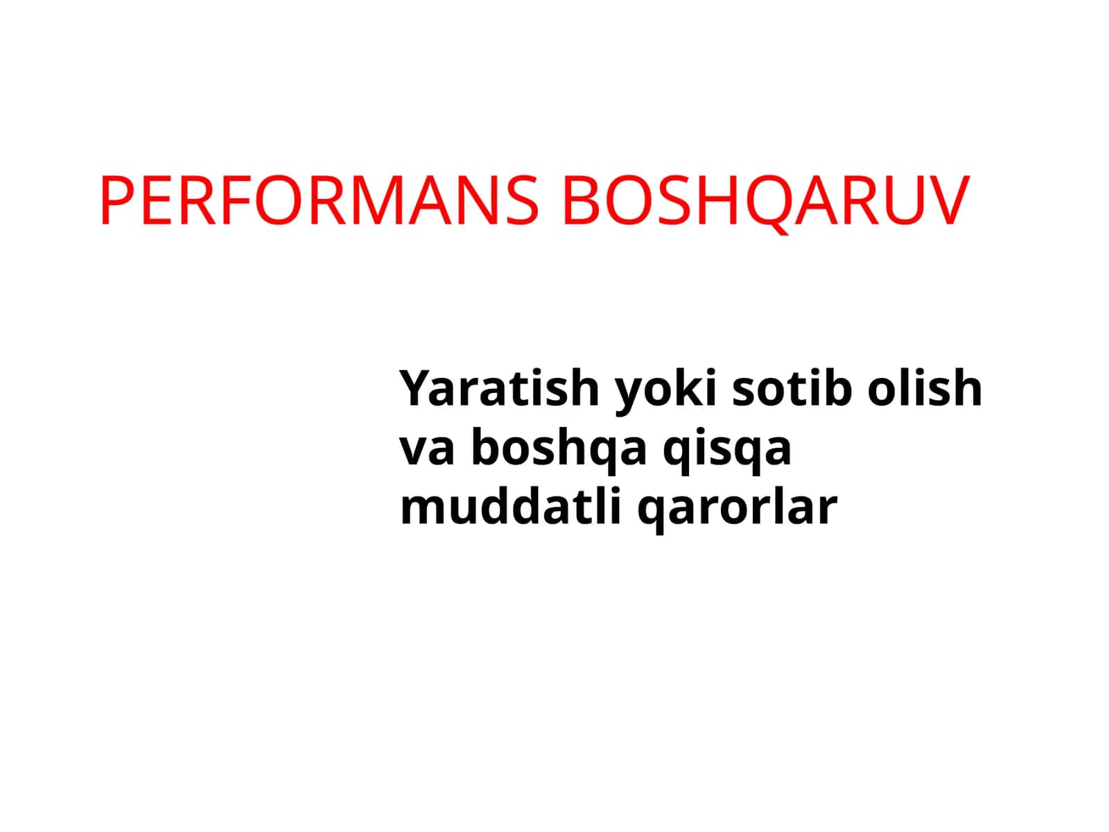 PERFORMANS BOSHQARUV
