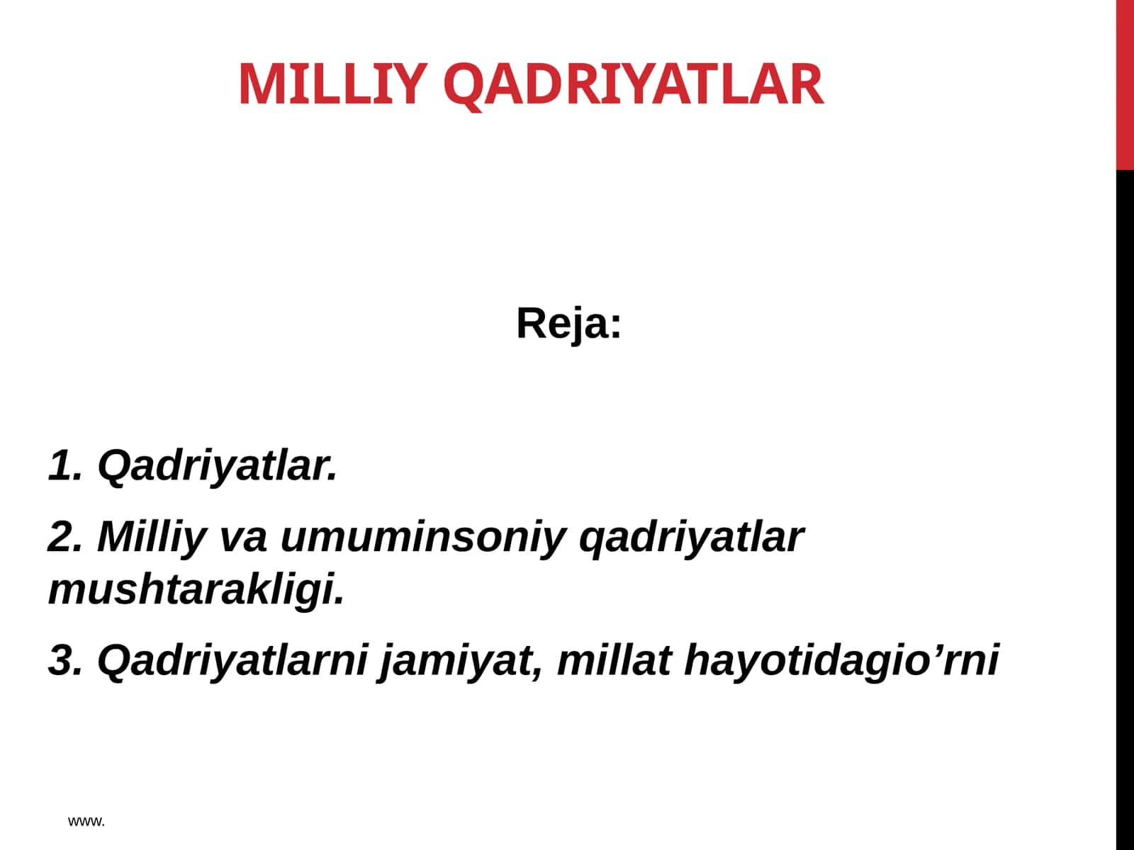 MILLIY QADRIYATLAR