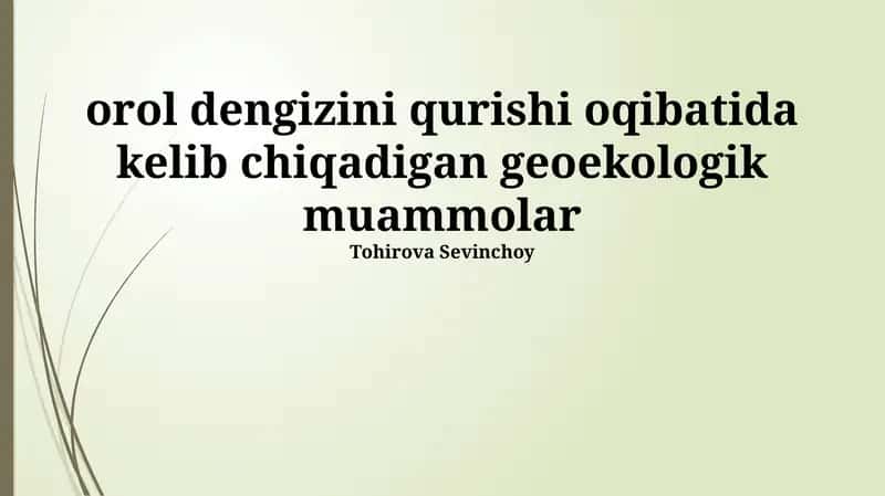 Orol Dengizining Geoekologik Muammolari