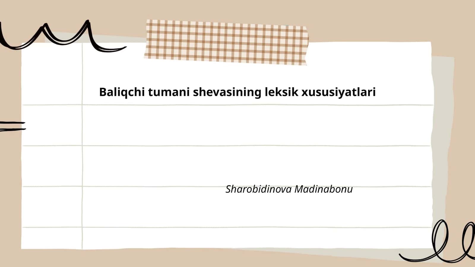 Baliqchi tumani shevasining leksik xususiyatlari