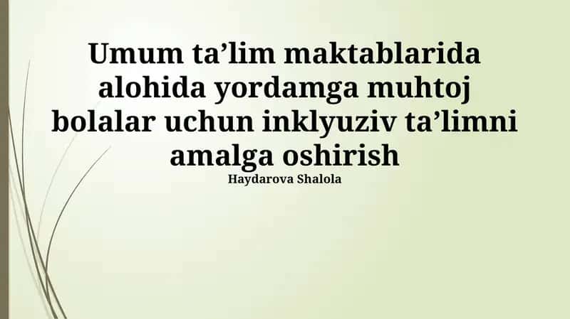 Inklyuziv Ta'limni Amalga Oshirish