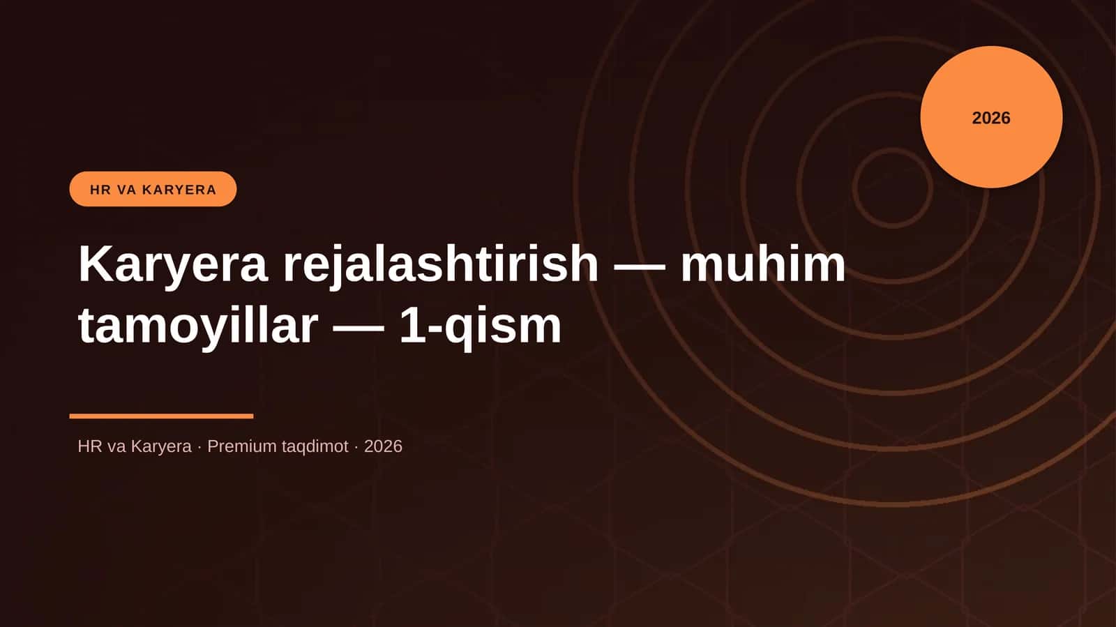 Karyera rejalashtirish — muhim tamoyillar — 1-qism