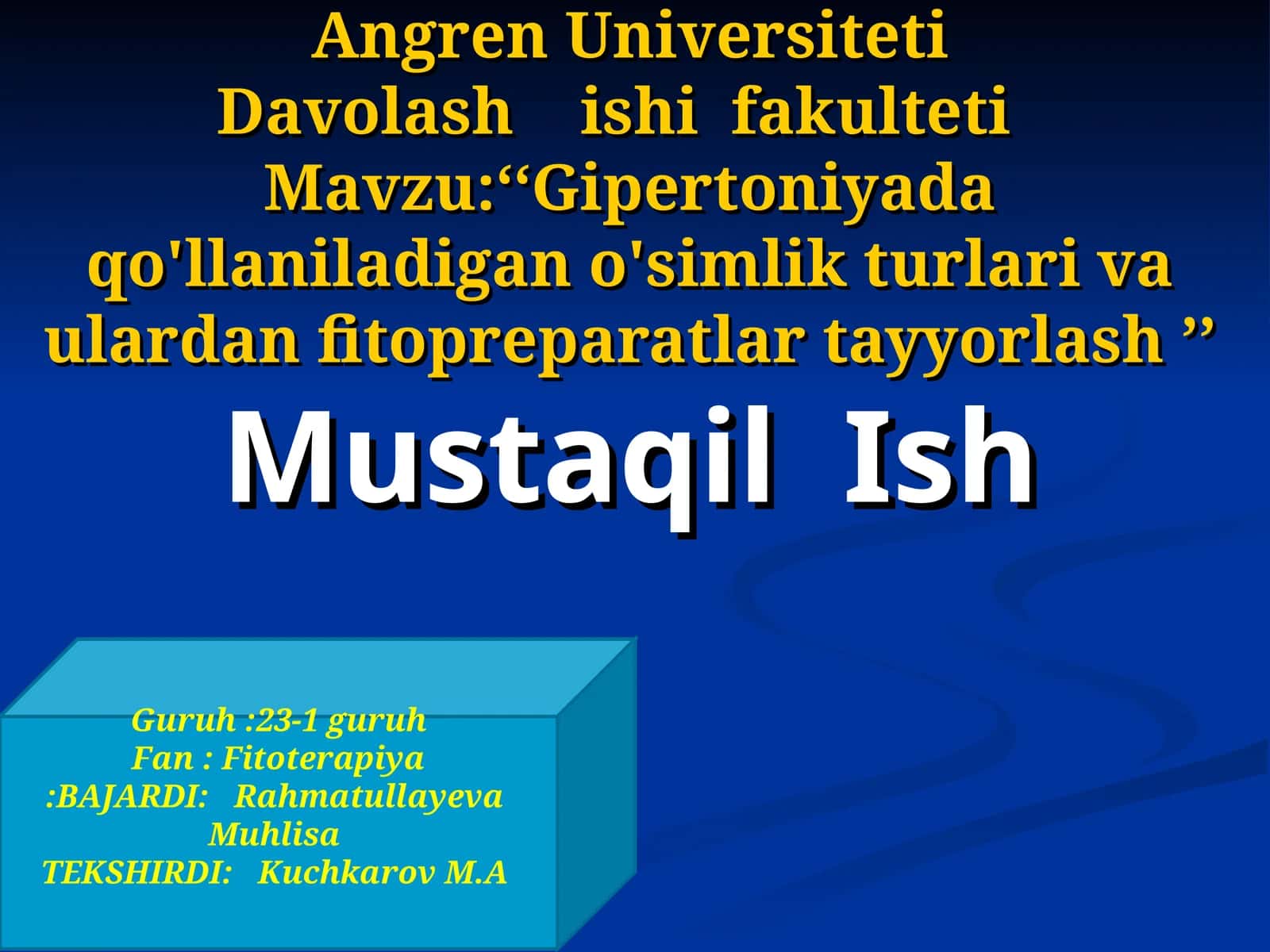 Gipertoniyada qo'llaniladigan o'simlik turlari va ulardan fitopreparatlar tayyorlash
