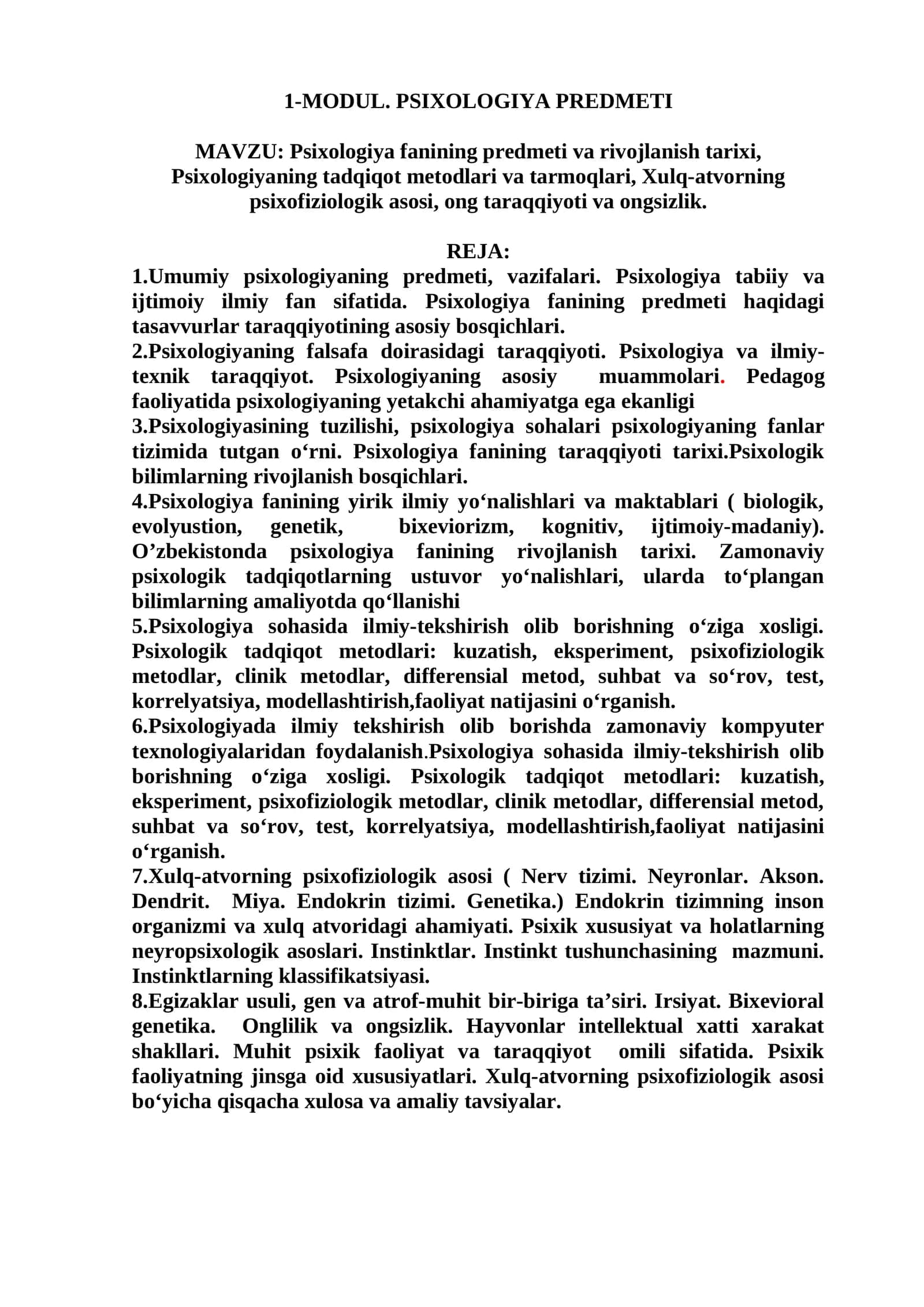 PSIXOLOGIYA PREDMETI