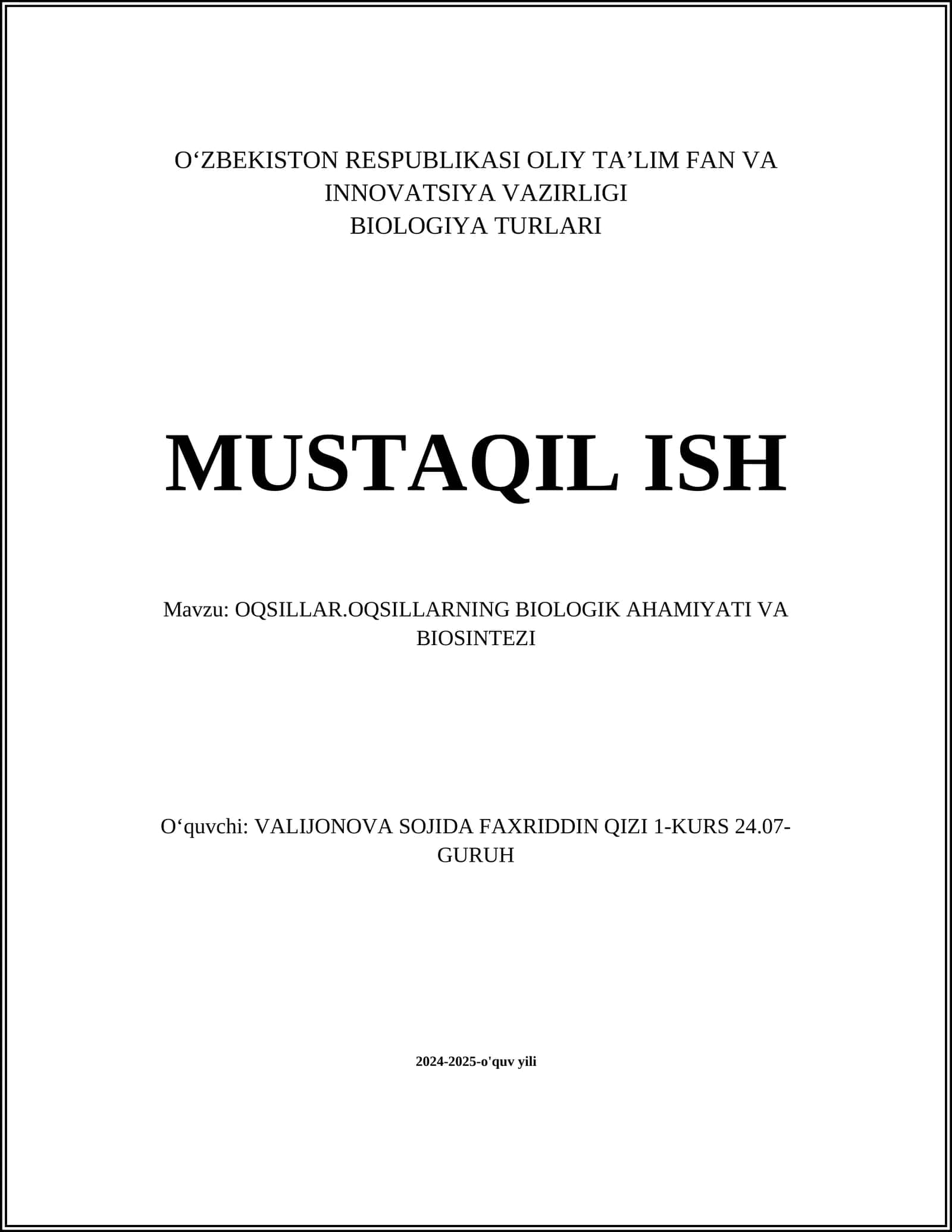 Oqsillarning tuzilishi