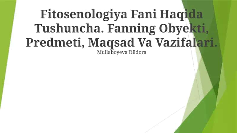 Fitosotsiologiya Fani Haqida Tushuncha